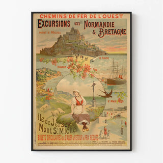 Affiche Mont-Saint-Michel vintage – Excursions en Normandie et Bretagne