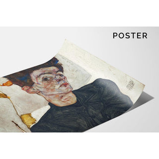 Autoportrait avec une plante de lanternes chinoises d'Egon Schiele | Reproduction Tableau Décoration murale affiche copie