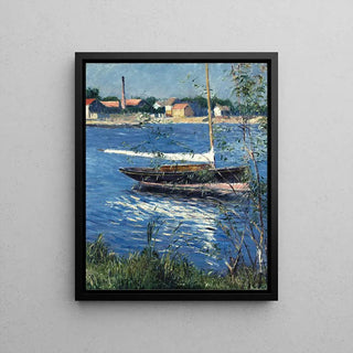 Bateau au mouillage sur la Seine à Argenteuil - Gustave Caillebotte | Reproduction Tableau Décoration murale affiche copie
