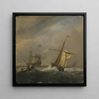 Bateaux de pêche dans un port - Willem van de Velde le Jeune