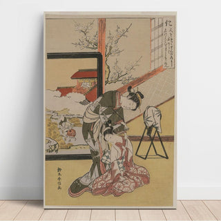 Bienveillance - Courtisane rasant le cou de son serviteur Cinq vertus confucéennes - Suzuki Harunobu | Reproduction Tableau Décoration murale affiche copie