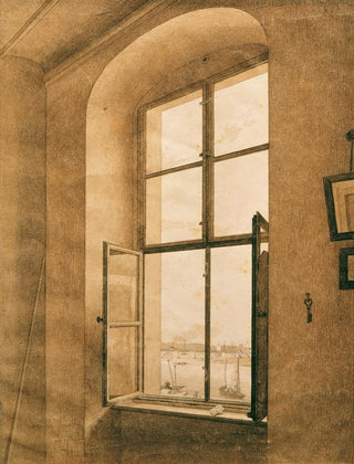 Caspar David Friedrich - Blick aus dem Atelier des Knstlers in Dresden auf die Elbe linkes Fenster.webp
