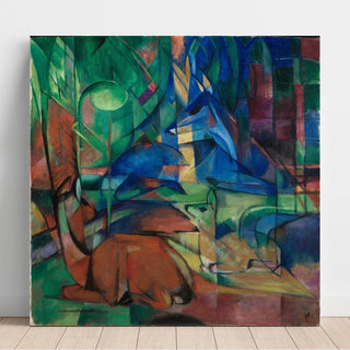 Cerfs dans la forêt II - Franz Marc | Reproduction Tableau Décoration murale affiche copie