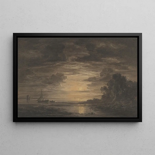 Christian Ernst Morgenstern - The River Elbe Downstream of Hamburg by Moonlight.webp