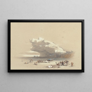 David Roberts - The approach to Petra looking up to an ancient watchtower.webp