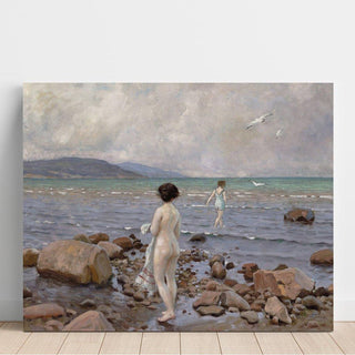Deux baigneuses sur une plage rocheuse - Paul Fischer | Reproduction Tableau Décoration murale affiche copie