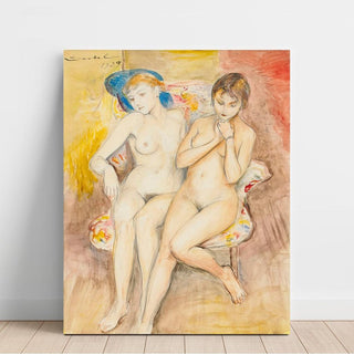 Deux filles sur une chaise - Nils Dardel | Reproduction Tableau Décoration murale affiche copie