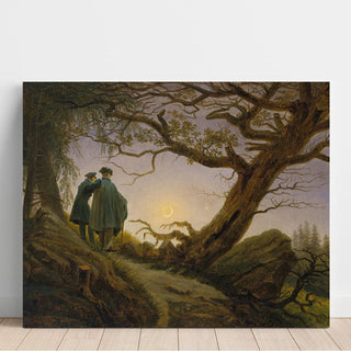 Deux hommes contemplant la lune - Caspar David Friedrich | Reproduction Tableau Décoration murale affiche copie