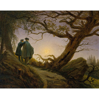 Deux hommes contemplant la lune - Caspar David Friedrich | Reproduction Tableau Décoration murale affiche copie