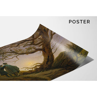 Deux hommes contemplant la lune - Caspar David Friedrich | Reproduction Tableau Décoration murale affiche copie