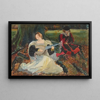 Edwin Austin Abbey - Studies for Fair is my love painting in the Municipal Art Gallery Preston England.webp