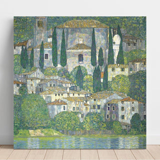 Église à Cassone Paysage avec cyprès - Gustav Klimt | Reproduction Tableau Décoration murale affiche copie