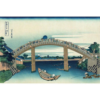 Estampe - Sous le pont Mannen à Fukagaw - Katsushika Hokusai | Reproduction Tableau Décoration murale affiche copie