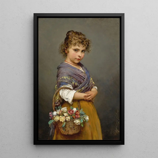 Eugen von Blaas - Young Girl With A Basket Of Flowers.webp