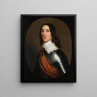 Gerard van Honthorst - A Portrait Of A Gentleman halfLength Believed To Be Sir Thomas Ogle Wearing A Suit Of Armour With A White Collar And An Orange Sash.webp