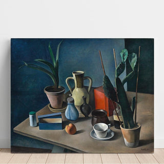 Grande nature morte avec cruche et boîte à thé rouge - Alexander Kanoldt | Reproduction Tableau Décoration murale affiche copie