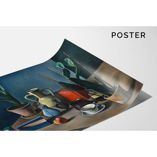 Grande nature morte avec cruche et boîte à thé rouge - Alexander Kanoldt | Reproduction Tableau Décoration murale affiche copie