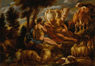 Jacob Jordaens - Mercury playing Argus to sleep with his flute with Io transformed into a white heifer.webp