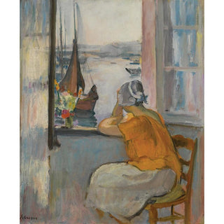 Jeune Femme devant la Fenêtre Ouverte à l'Île d'Yeu - Henri Lebasque | Reproduction Tableau Décoration murale affiche copie