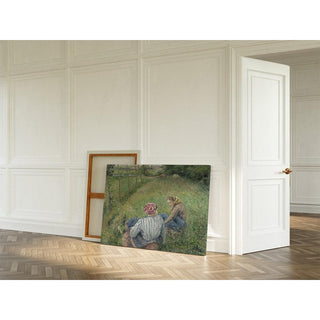 Jeunes paysannes se reposant dans les champs près de Pontoise - Camille Pissarro | Reproduction Tableau Décoration murale affiche copie