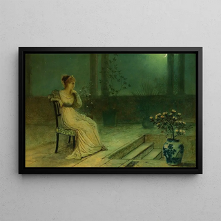 John Atkinson Grimshaw - A Classical Maiden Seated On A Terrace By Moonlight.webp