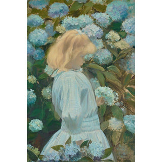 La Petite Fille aux Hortensias - Jacques-Émile Blanche | Reproduction Tableau Décoration murale affiche copie