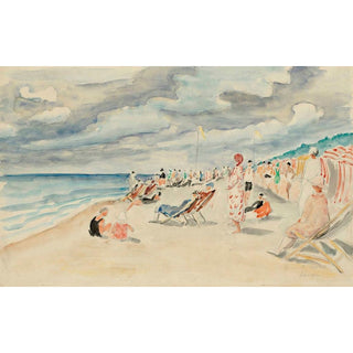 La Plage de Deauville - Henri Lebasque | Reproduction Tableau Décoration murale affiche copie