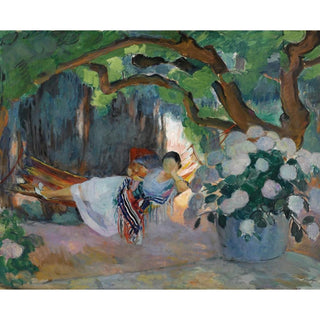 Le Pradet, Jeune Femme Au Hamac Nono - Henri Lebasque | Reproduction Tableau Décoration murale affiche copie