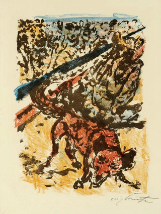 Lovis Corinth - Wolf und Fuchs kmpfen gegeneinander Reinecke siegt schliesslich mit unfairen Mitteln.webp