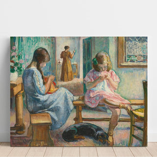 Marthe et Nono Cousant dans un Intérieur - Henri Lebasque | Reproduction Tableau Décoration murale affiche copie
