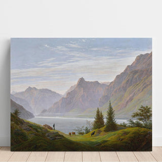 Paysage avec lac de montagne, matin - Caspar David Friedrich | Reproduction Tableau Décoration murale affiche copie