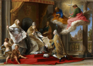 Pompeo Batoni - Pope Benedict XIV Presenting the Encyclical Ex Omnibus to the Comte de Stainville Later Duc de Choiseul.webp