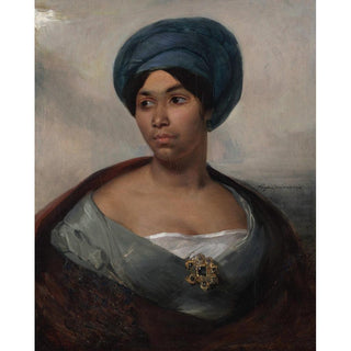 Portrait d'une femme au turban bleu - Eugène Delacroix | Reproduction Tableau Décoration murale affiche copie