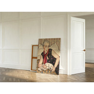 Portrait d'une femme lisant avec un chien - Gerda Wegener | Reproduction Tableau Décoration murale affiche copie
