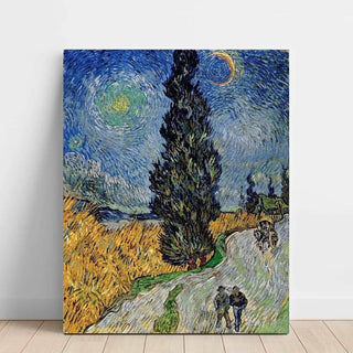 Route avec un cyprès et une étoile - Vincent van Gogh | Reproduction Tableau Décoration murale affiche copie