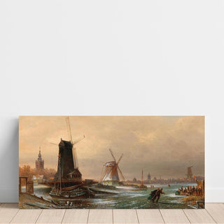 Scierie, moulin à eau et moulin à farine hollandais, près d'Amsterdam - Elias Pieter van Bommel | Reproduction Tableau Décoration murale affiche copie