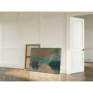 Soleil couchant sur la Seine à Lavacourt, effet d'hiver - Claude Monet | Reproduction Tableau Décoration murale affiche copie