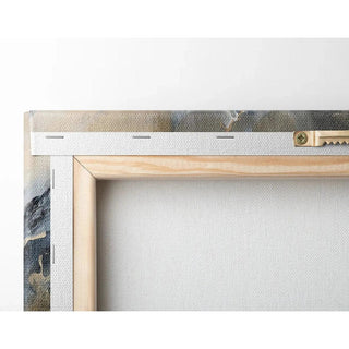 Tableau Abstrait – Élévation Minérale | Affiche Murale Montagne Stylisée aux Tons Neutres et Détails Dorés | Déco Élégante pour Salon ou Bureau Moderne