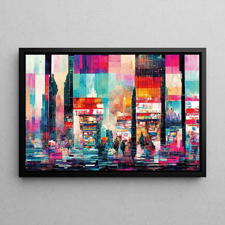 Tableau Abstrait – Pièces du Futur | Affiche Murale Futuriste aux Couleurs Vives et Ambiance Urbaine | Déco Moderne pour Salon ou Espace Créatif