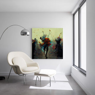 Tableau Abstrait – Valse de Pétales | Affiche Murale Poétique aux Couleurs Florales et Mouvements Dansants | Déco Artistique pour Salon ou Chambre