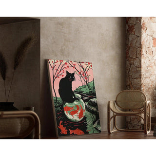 Tableau Chat et Bocal à Poissons