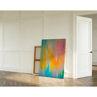 Tableau Coloré – Cascade Pastel | Affiche Abstraite aux Tons Doux et Fluides | Déco Murale Moderne et Lumineuse pour Salon ou Chambre