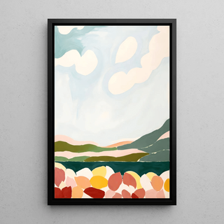 Tableau Coloré – Douceur de Collines | Affiche Abstraite Paysage Pastel | Déco Apaisante pour Salon, Chambre ou Entrée