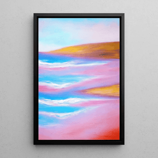 Tableau Coloré – Plage Pastel | Affiche Paysage Marin Couleurs Douces | Déco Apaisante pour Salon, Chambre ou Bureau