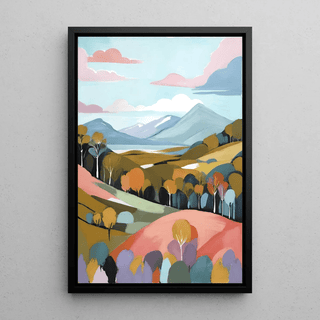 Tableau Coloré – Soleil d’Argile | Affiche Abstraite Tons Terre et Paysage Minimaliste | Déco Chaleureuse pour Salon ou Bureau