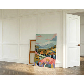 Tableau Coloré – Soleil d’Argile | Affiche Abstraite Tons Terre et Paysage Minimaliste | Déco Chaleureuse pour Salon ou Bureau