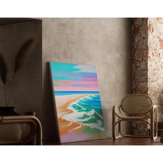 Tableau Coloré – Vagues Pastel | Affiche Bord de Mer Tons Doux | Déco Apaisante pour Salon, Chambre ou Maison de Vacances