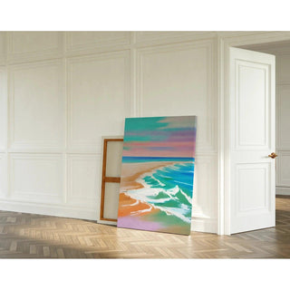 Tableau Coloré – Vagues Pastel | Affiche Bord de Mer Tons Doux | Déco Apaisante pour Salon, Chambre ou Maison de Vacances
