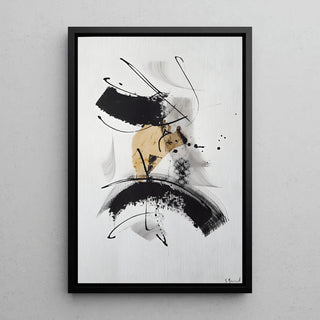 Tableau Design – Abstraction Énergique | Poster Dynamique Noir, Blanc et Beige | Affiche Artistique Moderne pour Intérieur Contemporain