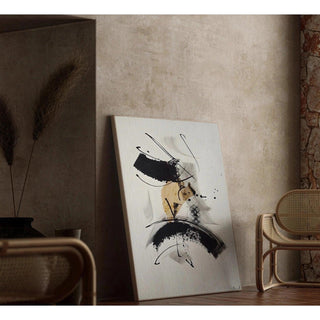 Tableau Design – Abstraction Énergique | Poster Dynamique Noir, Blanc et Beige | Affiche Artistique Moderne pour Intérieur Contemporain